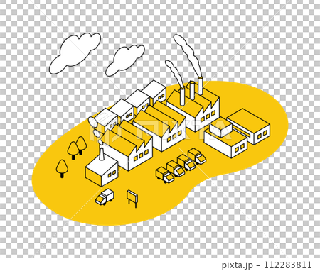 Isometric illustration of a landscape lined with factories Isometric illustration of a landscape lined with factories 112283811