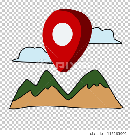 Hand-drawn paper map compass navigator 112283902