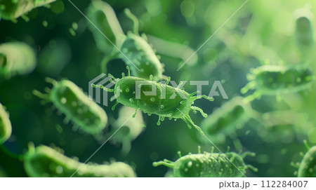 Bacteria and viruses under a microscope. Shallow depth of field. 112284007
