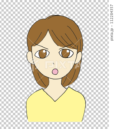 なにかに気づいた表情の女性のイラスト 112284357