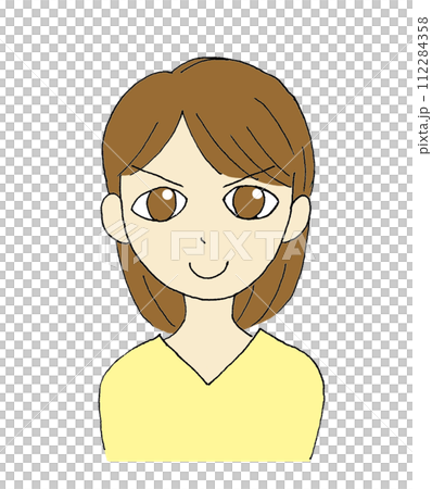口角を上げ強気な表情で笑みを浮かべる女性のイラスト 112284358