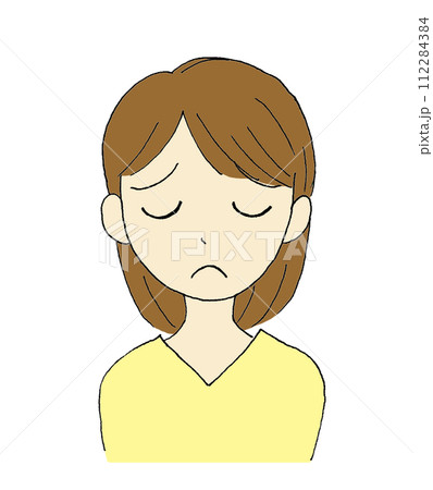 悲しそうな表情の女性のイラスト 112284384