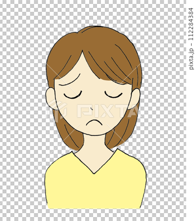 悲しそうな表情の女性のイラスト 112284384