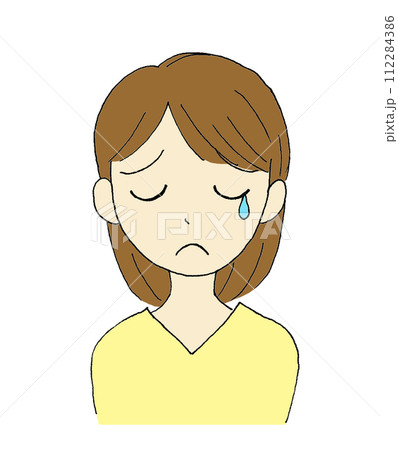悲しくて泣いている女性のイラスト 悲しくて泣いている女性のイラスト 112284386