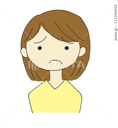 悲しそうな表情の女性のイラスト 112284422