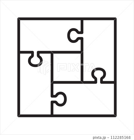 Infographic square step jigsaw line icon vector 112285168