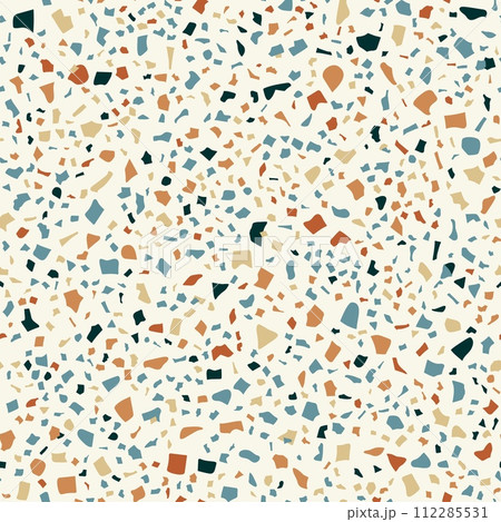 Terrazzo mosaic ceramic tile pattern, terazzo marble texture, terazo stone floor background. Italian rock terrazzo tile vector backdrop with color fragments of marble, quartz, granite and glass Terrazzo mosaic ceramic tile pattern, terazzo marble texture, terazo stone floor background. Italian rock terrazzo tile vector backdrop with color fragments of marble, quartz, granite and glass 112285531