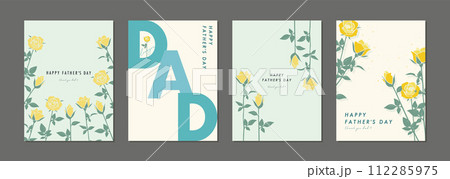 父の日　バラ　素材セット　フレーム　背景　ベクターイラスト　シンプル　おしゃれ 112285975