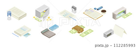 Accounting Calculation and Finance Analysis with Document, Money and Safe Deposit Box Isometric Vector Set Accounting Calculation and Finance Analysis with Document, Money and Safe Deposit Box Isometric Vector Set 112285993