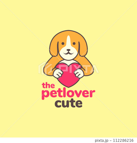 animal pets dog brittany love heart mascot cartoon cute logo design vector 112286216