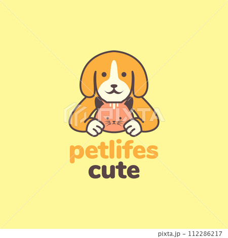 animal pets dog and cat friends mascot cartoon colorful logo design vector 112286217