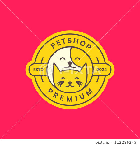 animal pets puppy kitten pet shop badge modern colorful logo design vector 112286245