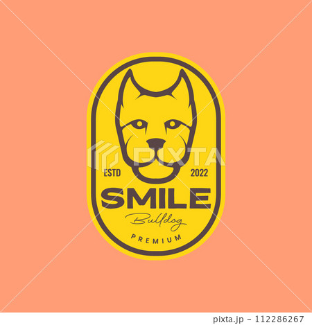 animal pets head dog american bully mascot vintage badge logo design vector 112286267