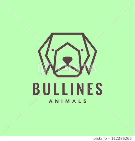 animal pets bulldog head line art hexagonal modern minimalist logo design vector 112286269