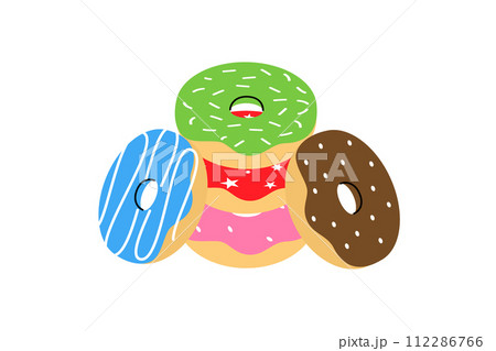Glazed donuts. Bakery sweet pastry food. Vector illustration. 112286766