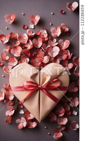 Heart and flowers on the background for the design of social networks for the Valentine's holiday 112286859