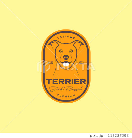 animal pets dog jack russel terrier head vintage badge logo design vector animal pets dog jack russel terrier head vintage badge logo design vector 112287398