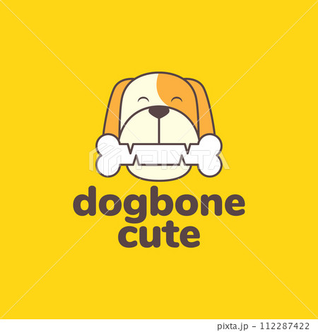 animal pets dog eat bone mascot cartoon cute logo design vector 112287422