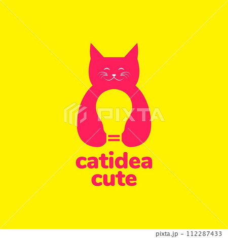 animal pets cat lamp light ideas modern logo design vector 112287433