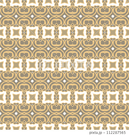 Beige gold seamless pattern. Floral ornamental monochrome background Beige gold seamless pattern. Floral ornamental monochrome background 112287565