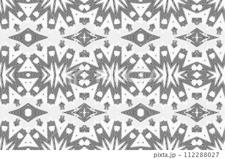 Abstract seamless black and white halftone fashion pillow pattern, grunge  fabric texture 112288027