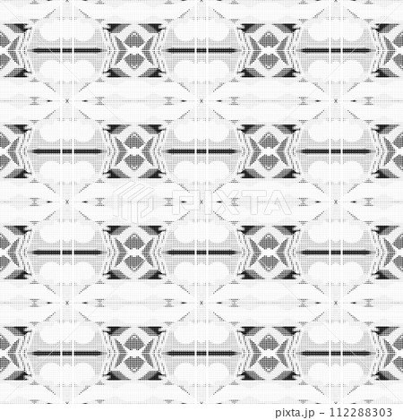 Abstract seamless black and white halftone fashion pillow pattern, grunge  fabric texture 112288303