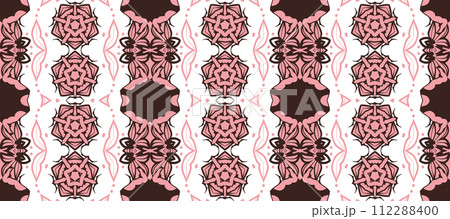 Elegant very beautiful pink and white seamless pattern. Ornamental style tribal ethnic background Elegant very beautiful pink and white seamless pattern. Ornamental style tribal ethnic background 112288400