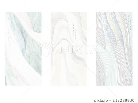 Abstract landscape background with colorful hand drawn line pattern vector. Line art with natural template. Banner design and wallpaper in vintage style 112289930