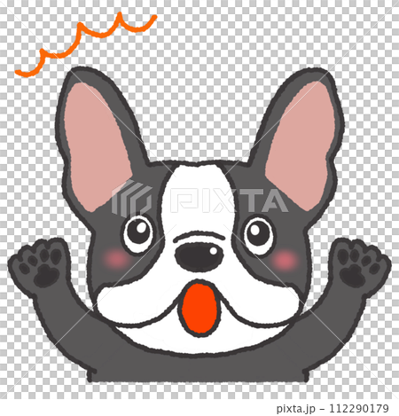 驚いた表情のフレンチブルドッグのイラスト 112290179
