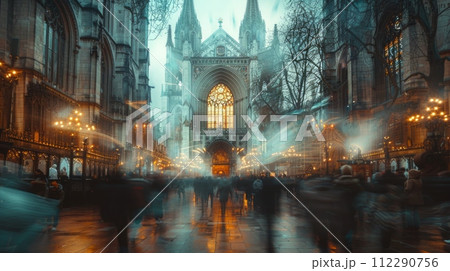 Nighttime City Street Painting 112290756