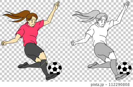 サッカー選手（女性）のイラストセット 112290808