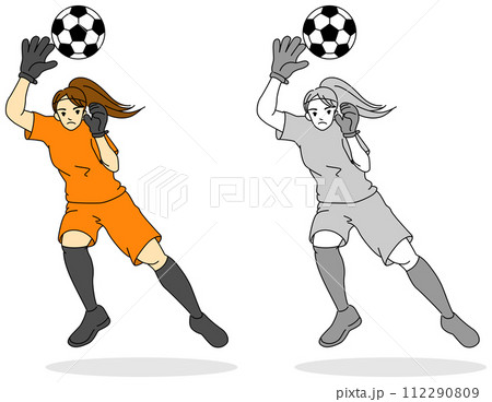 サッカー選手(女性)のイラストセット サッカー選手(女性)のイラストセット 112290809