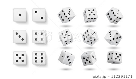 White gambling dices realistic vector illustration set White gambling dices realistic vector illustration set 112291171