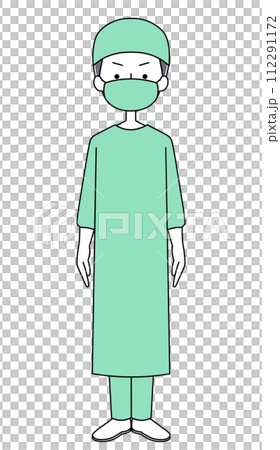 Illustration of a surgeon (surgical gown) (male) Illustration of a surgeon (surgical gown) (male) 112291172