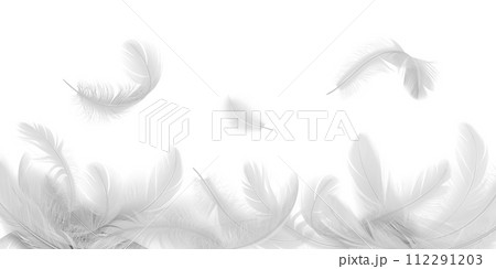 Feathers falling down on pile realistic vector illustration 112291203