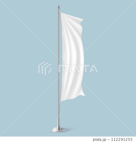 Flattering blank textile flag on metal pole illustration 112291255