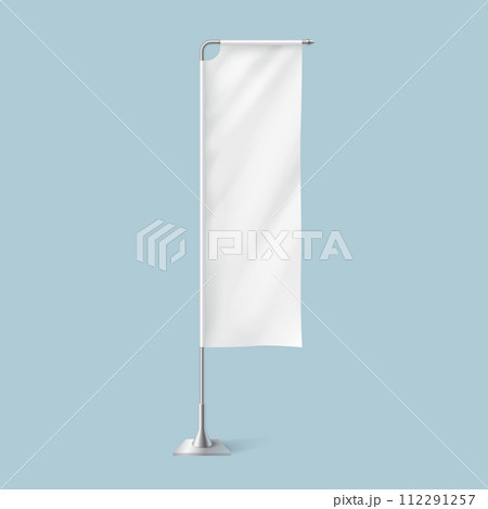 Flattering blank textile flag on metal pole illustration 112291257