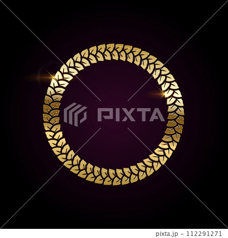 Circular golden laurel wreath realistic vector illustration Circular golden laurel wreath realistic vector illustration 112291271