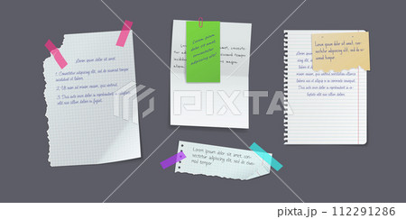 Pages with info notices realistic vector illustration set Pages with info notices realistic vector illustration set 112291286