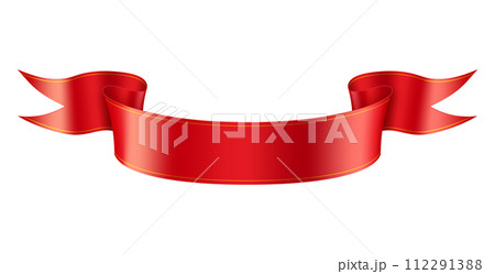 Mockup red ribbon realistic vector illustration on white 112291388