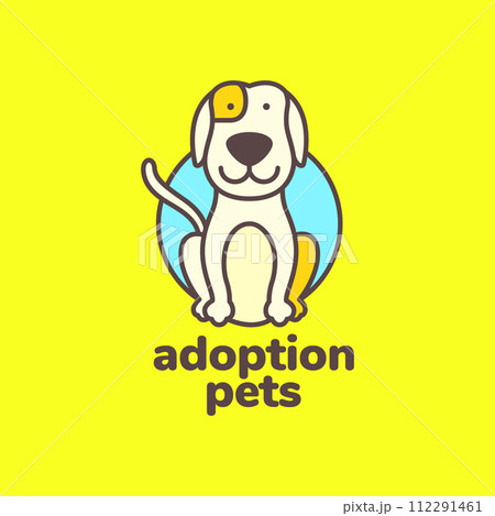 dog pets sit waiting owner colorful modern mascot cartoon cute logo vector icon illustration dog pets sit waiting owner colorful modern mascot cartoon cute logo vector icon illustration 112291461
