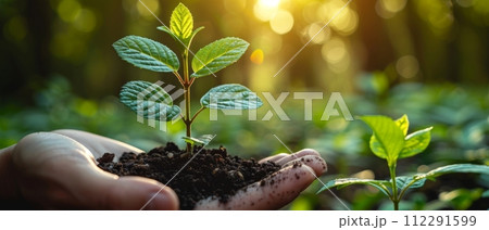 AI-generated content. On a green background, corporate social responsibility icon concept for business and organizations. AI-generated content. On a green background, corporate social responsibility icon concept for business and organizations. 112291599