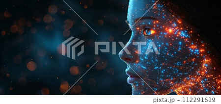 AI-generated content. Achatbots can generate innovative futuristic and global connections for providing access to information and data online, using artificial intelligence or AI. 112291619