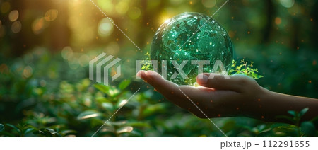 AI-generated content. The concept of eternity, unlimited and endless, and the circular economy as the vehicle for future growth of businesses and the environment. 112291655