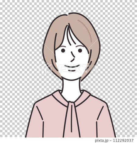 穿著領結襯衫的短鮑伯女人的插圖 112292037