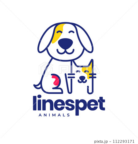 dog and cat friends line art pets colorful modern abstract mascot cute logo vector icon illustration dog and cat friends line art pets colorful modern abstract mascot cute logo vector icon illustration 112293171