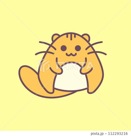 kitten cat pets cute fat cartoon mascot logo vector icon illustration 112293216
