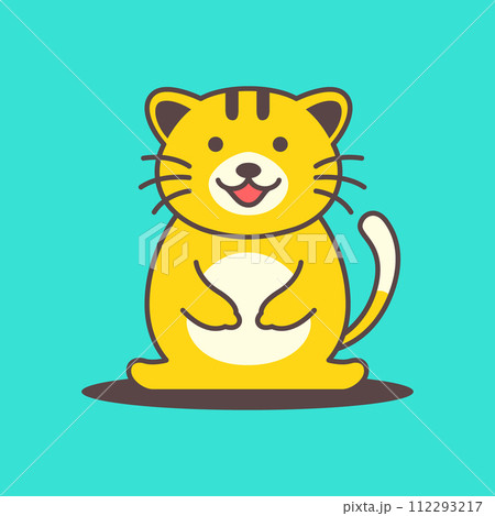 orange kitten cat pets cute happy colorful mascot cartoon logo vector icon illustration 112293217