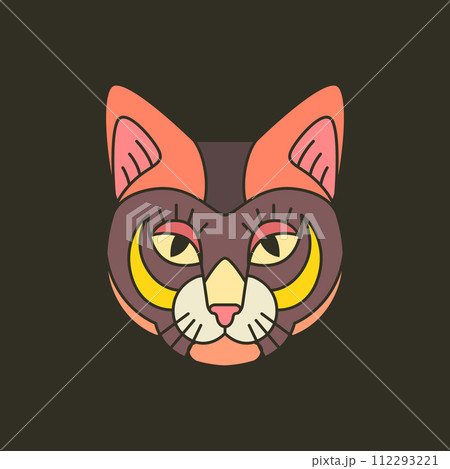 cat head pets colorful mascot geometric logo vector icon illustration 112293221