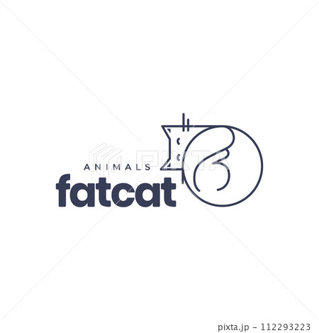 cat pets sleep line minimalist mascot logo vector icon illustration 112293223